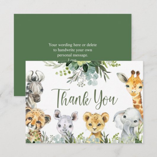 Safari Animals Oh Baby Greenery Oerwoud Baby showe (Voorkant / Achterkant)