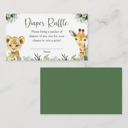 Safari Animals Oh Baby Greenery Oerwoud Baby showe Informatiekaartje (Voorkant / Achterkant)