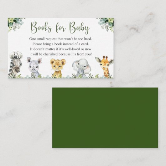 Safari Animals Oh Baby Greenery Oerwoud Baby showe Informatiekaartje (Voorkant / Achterkant)