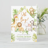 Safari Animals Oh Boy Baby shower uitnodiging Groe (Staand voorkant)