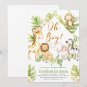Safari Animals Oh Boy Baby shower uitnodiging Groe (Voorkant / Achterkant)