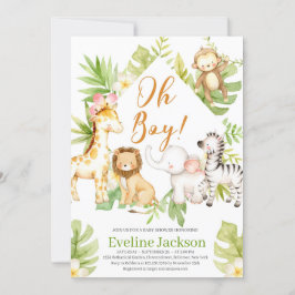 Safari Animals Oh Boy Baby shower uitnodiging Groe