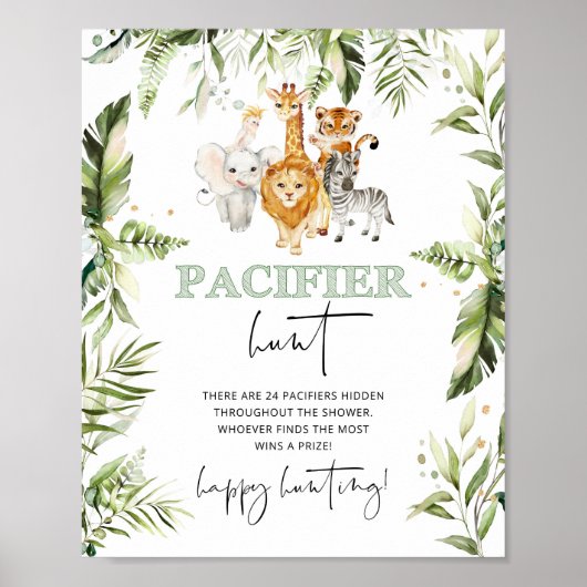 Safari animals Pacifier jachtwedstrijd baby shower Poster (Voorkant)