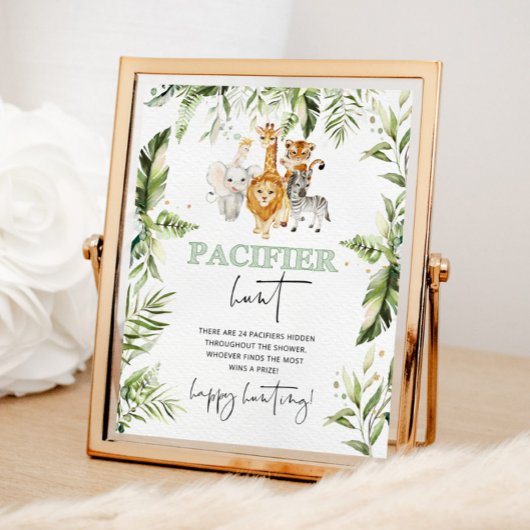 Safari animals Pacifier jachtwedstrijd baby shower Poster