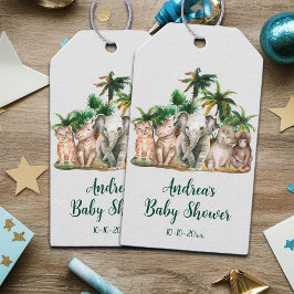 Safari Animals Palm Trees Baby shower Cadeaulabel