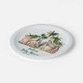 Safari Animals Palm Trees Baby shower Papieren Bordje (Gekanteld)
