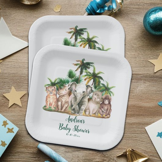 Safari Animals Palm Trees Baby shower Papieren Bordje