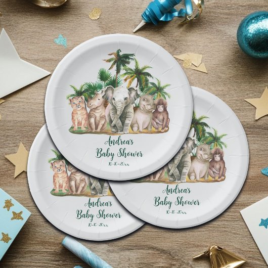 Safari Animals Palm Trees Baby shower Papieren Bordje