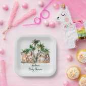 Safari Animals Palm Trees Baby shower Papieren Bordje (Feest)