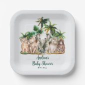 Safari Animals Palm Trees Baby shower Papieren Bordje (Voorkant)