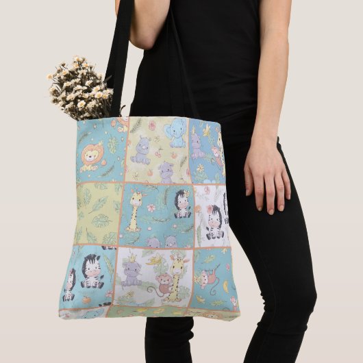 Safari Animals Patchwork Diaper Tote Bag (Dichtbij)