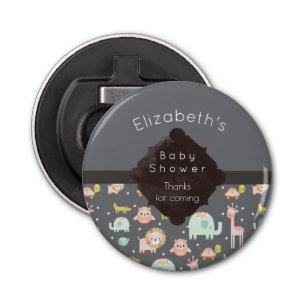 Safari Animals Pattern Nursery Art Baby shower Button Flesopener