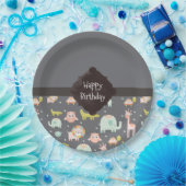 Safari Animals Pattern Nursery Art Happy Birthday Papieren Bordje (Feest)