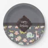 Safari Animals Pattern Nursery Art Happy Birthday Papieren Bordje (Voorkant)