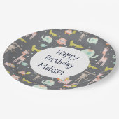 Safari Animals Pattern Nursery Art Happy Birthday Papieren Bordje (Gekanteld)