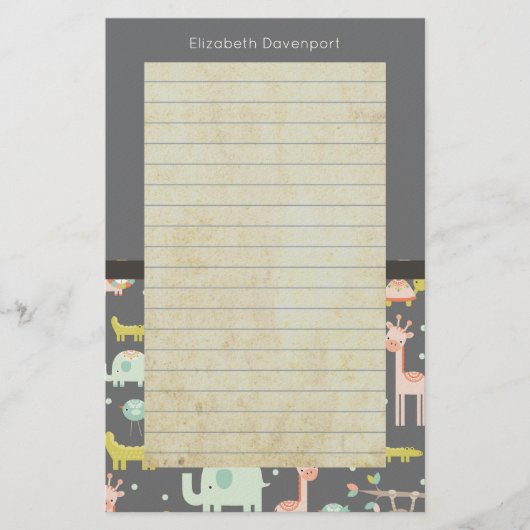 Safari Animals Pattern - Nursery Art Lined Briefpapier (Voorkant)