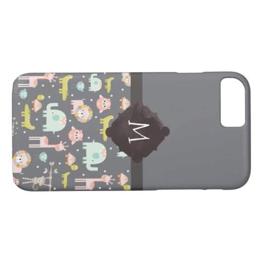 Safari Animals Pattern Nursery Art Monogram Case-Mate iPhone Case (Achterkant (Horizontaal))