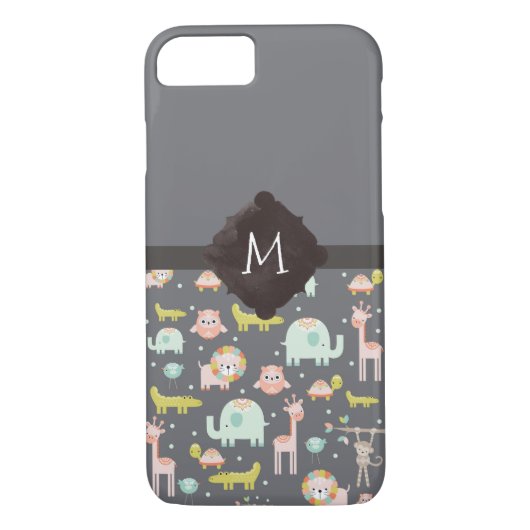 Safari Animals Pattern Nursery Art Monogram Case-Mate iPhone Case (Achterkant)