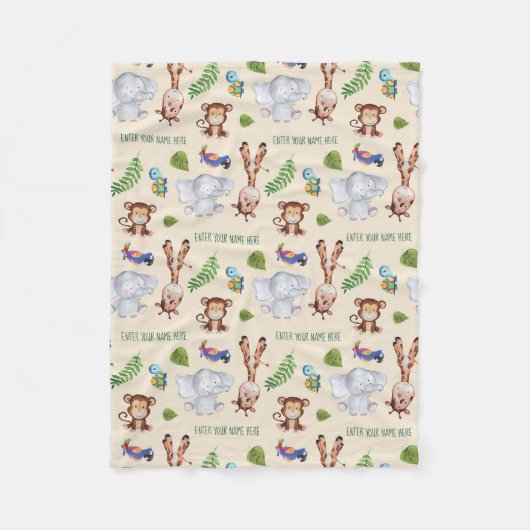 Safari Animals patterned Fleece Blanket (Voorkant)