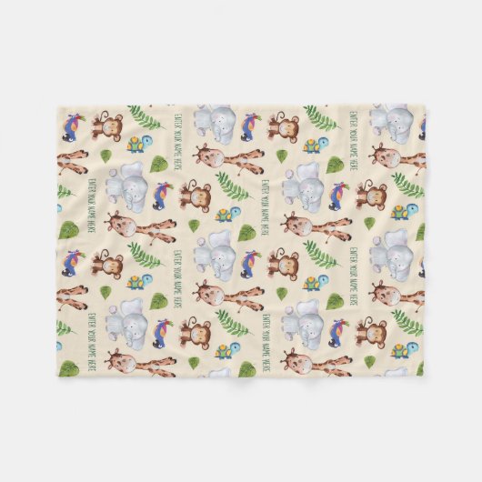 Safari Animals patterned Fleece Blanket Deken (Voorkant (Horizontaal))