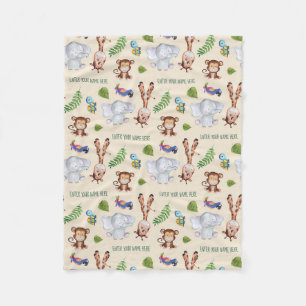 Safari Animals patterned Fleece Blanket Deken
