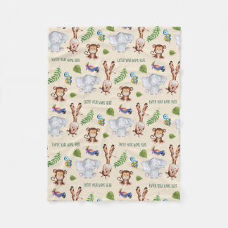 Safari Animals patterned Fleece Blanket Deken