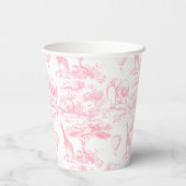 Safari Animals Pink Toile de Jouy Baby shower Papieren Bekers (Achterkant)