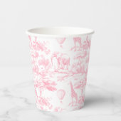 Safari Animals Pink Toile de Jouy Baby shower Papieren Bekers (Voorkant)