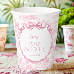 Safari Animals Pink Toile de Jouy Baby shower Papieren Bekers