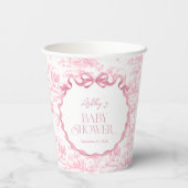 Safari Animals Pink Toile de Jouy Baby shower Papieren Bekers (Achterkant)