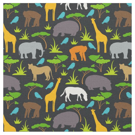 Safari Animals Print Fabric Stof (Close Up)