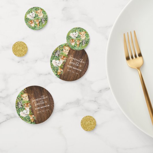 Safari Animals Rustic Gold Glitter Baby shower Confetti (Groep)