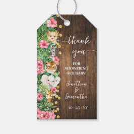 Safari Animals Rustic Pink Baby Shower Favor Tag Cadeaulabel