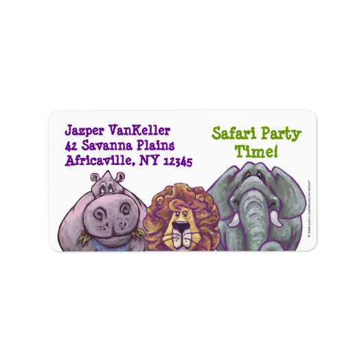 Safari Animals Safari Party Time Adresetiketten Etiket (Voorkant)