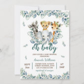 Safari Animals Sage Green Baby shower Kaart (Voorkant)