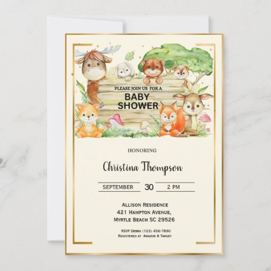 Safari Animals Schattige genderneutraal Baby showe Kaart (Voorkant)