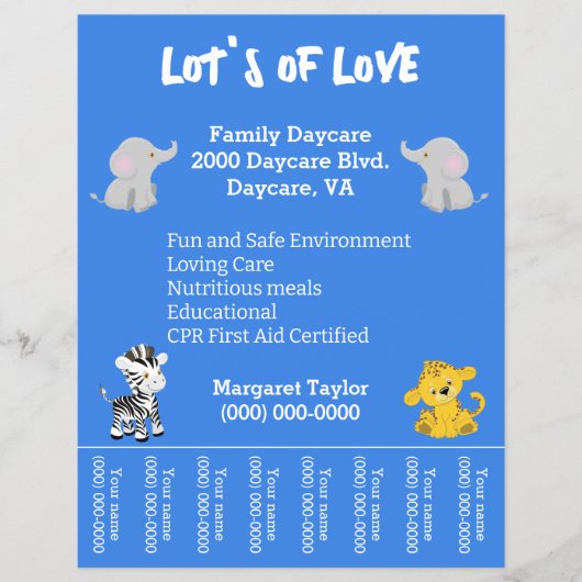 Safari Animals: Schattigee kinderopvang Flyer (Voorkant)