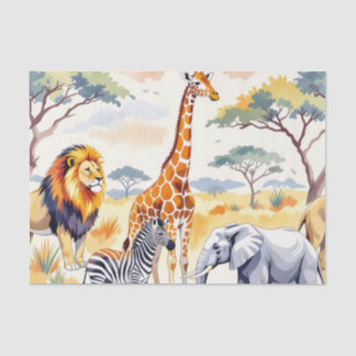 Safari Animals Seamless Pattern Savanna Scene Tissuepapier