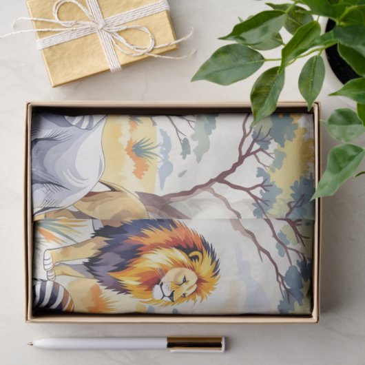 Safari Animals Seamless Pattern Savanna Scene Tissuepapier (Geschenk)