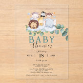 Safari Animals Spaans Baby shower Oerwoud Acryl Uitnodigingen (Voorkant)