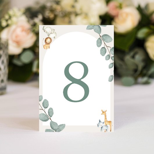 Safari Animals Table Numbers Card Kaart
