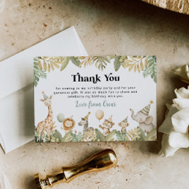 Safari Animals Thank You Card Oerwoud Wild One Boy Bedankkaart