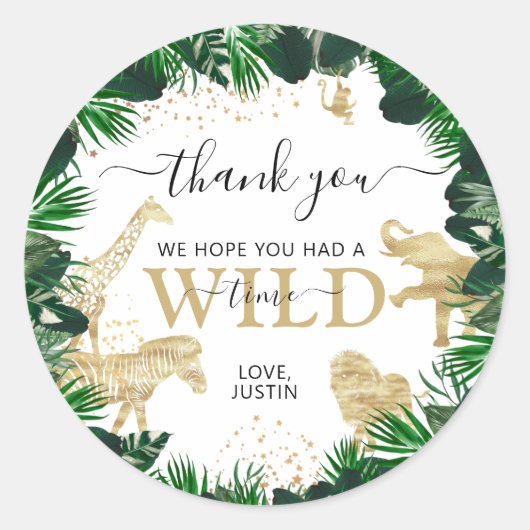 Safari Animals Theme Birthday Party Ronde Sticker (Voorkant)