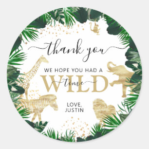 Safari Animals Theme Birthday Party Ronde Sticker
