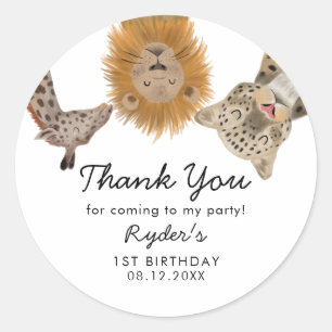 Safari Animals Theme Kinderen Birthday Party Ronde Sticker