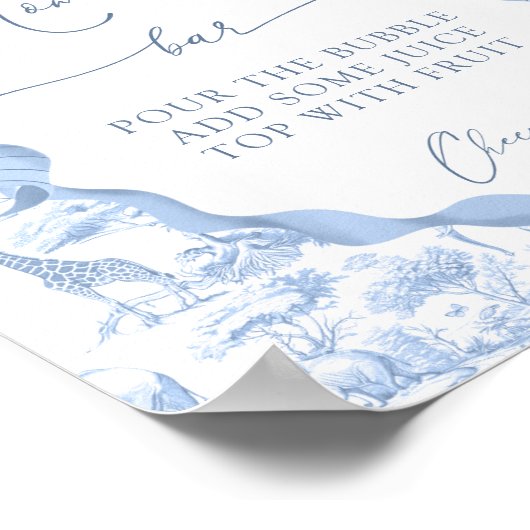 Safari Animals Toile de Jo Baby shower Mom-osa Bar Poster (Hoek)