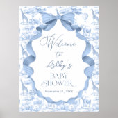 Safari Animals Toile de Jouy Baby shower Welkom Poster (Voorkant)