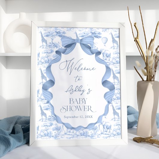 Safari Animals Toile de Jouy Baby shower Welkom Poster