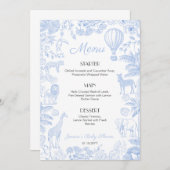 Safari Animals Toile de Jouy Boy Baby shower Menu' Menu (Voorkant / Achterkant)