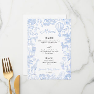Safari Animals Toile de Jouy Boy Baby shower Menu' Menu
